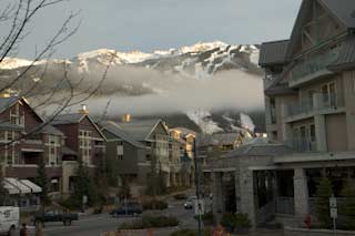 Snowing at night in Whistler
